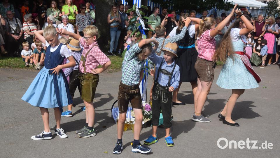 Der Nachwuchs, die Kirwakinder haben ihre Freue beim Tanz um den Kirwabaum. Bild: fz