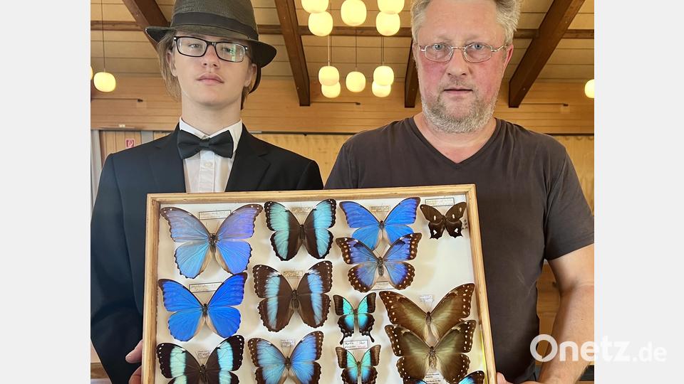 Vater und Sohn: Michael und Till Petzoldt aus der Nähe von Heidelberg; Michael Petzoldt betreibt die Hobby-Entomologie schon „sein Leben lang“, sagt er. Bild: Eichl