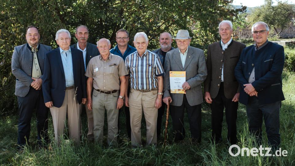 Der Imkerverein Pfreimd ehrte verdiente Mitglieder. Das Bild zeigt von links: Ingo Schwieder, Alois Schlegel, Albert Sittl, Eduard Dippel, Gottfried Blank, Josef Amann, Edmund Hochmuth, Jakob Ott, Arnold Kimmerl und Richard Tischler. Bild: Hirsch