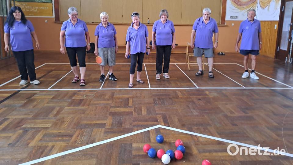 Das Boccia-Team (von links) Roswitha Waschka, Irmgard Zaus, Waltraut Koch, Veronika Thieser-Vogl, Annelies Bauer, Georg Zaus und Paul Koch. Bild: gis