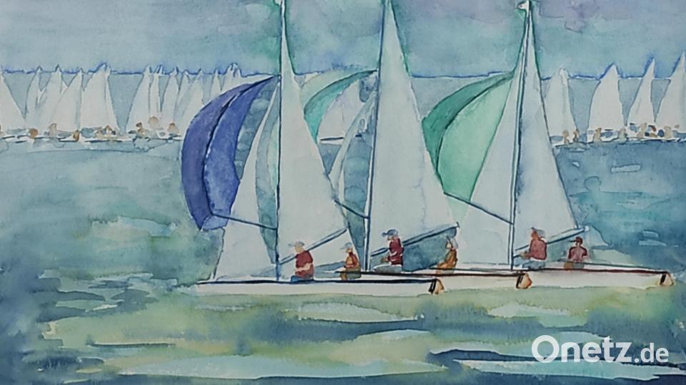Die Bilder stammen von Petra Urban, die mit Helga Hölzel bunte Aquarelle mit in die Ausstellung brachte. Bild: lgc