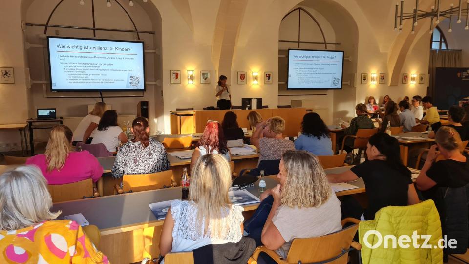 Rund 100 Seminarteilnehmer lauschten gespannt dem Vortrag der Referentin, Anna-Katharina Wachter, im König-Ruprecht-Saal des Landratsamtes. Bild: Anja Vogl/exb