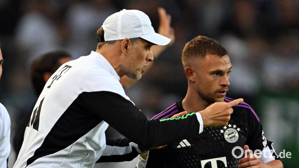 FC-Bayern-Trainer Thomas Tuchel (l) hat seine &quot;Holding Six&quot; nicht bekommen. Aber er hat immerhin einen Joshua Kimmich... Bild: Federico Gambarini/dpa