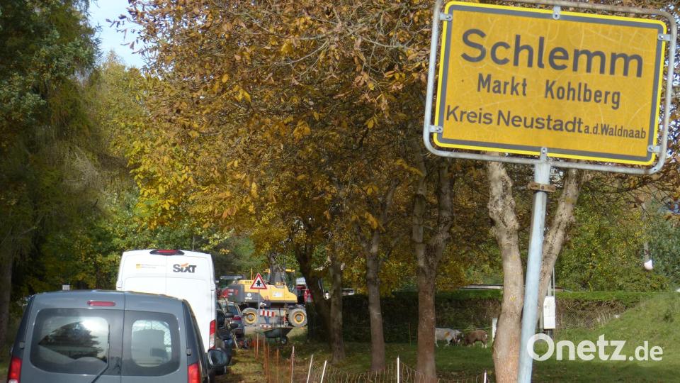 Schon am Ortseingang aus Richtung Kohlberg konnte man die umfangreichen Bauarbeiten erkennen Bild: hme