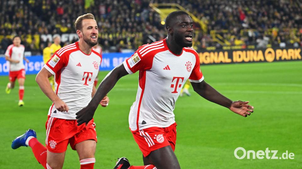 Dayot Upamecano (r) jubelt über seinen Treffer zum 0:1. Bild: Bernd Thissen/dpa