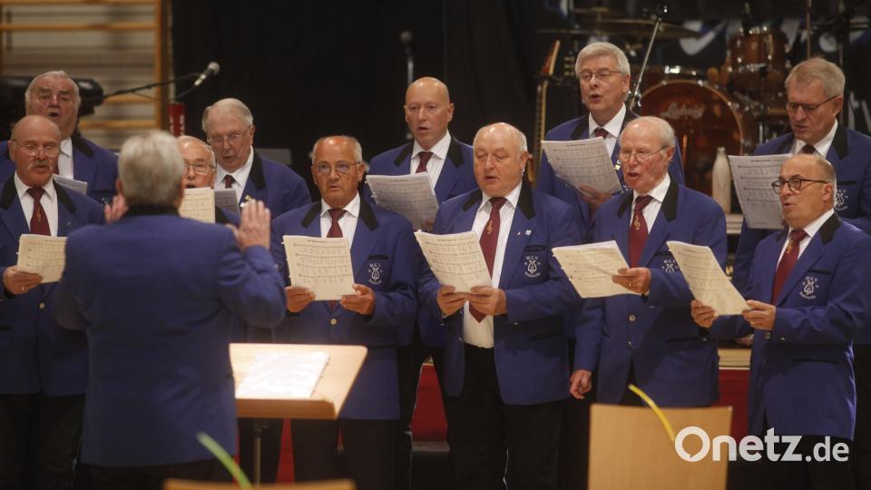Uraufführung beim Hammerrock-Konzert: Der Männergesangsverein Bodenwöhr intoniert erstmals das Bodenwöhr-Lied. Bild: Hirsch