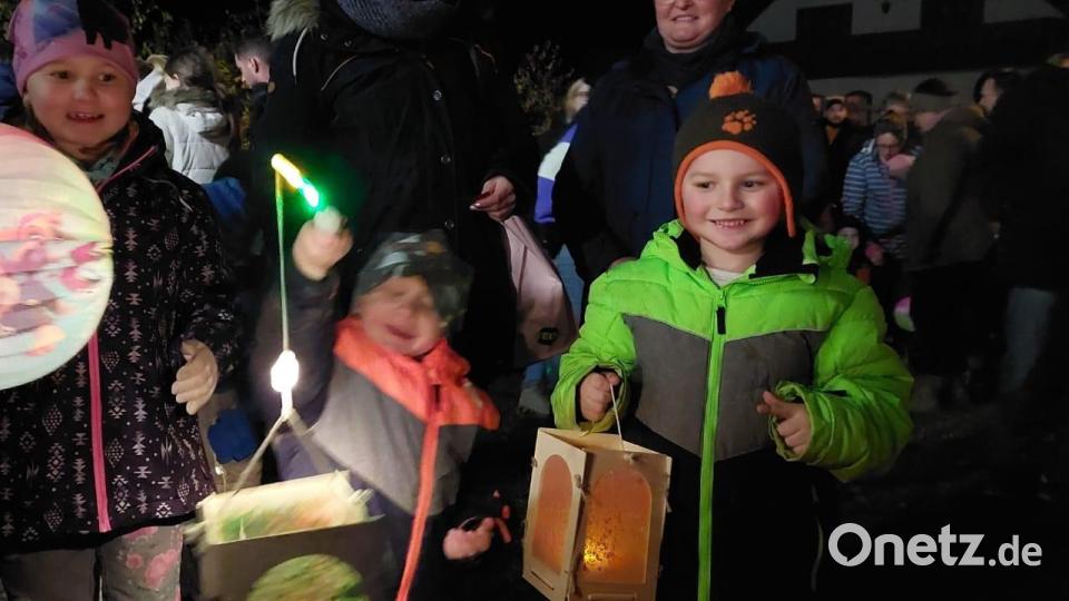 In Eschenfelden hatten die Kinder des St.-Johannes-Kindergartens sichtlich Spaß an ihrem Laternenzug. Bild: Franziska Alex/exb