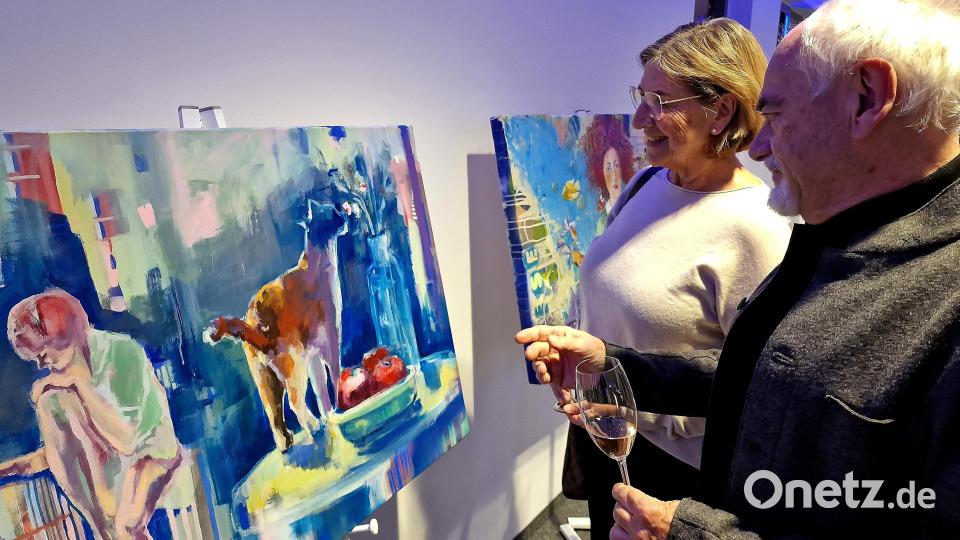 &quot;Kittys Harmonie&quot; heißt das Bild von Stefanie Stangl, das bei der Vorstellung des Kunstkalenders des Oberpfälzer Kunstvereins zu Interpretationen und Gesprächen einlud. Bild: R. Kreuzer