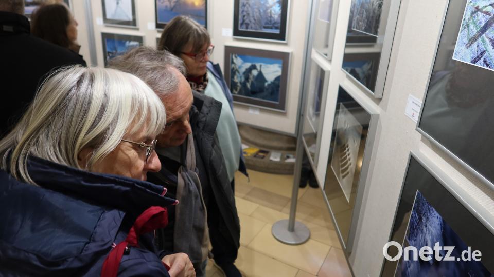 Die Ausstellung der BSW-Fotogruppe im Foyer präsentiert 36 Aufnahmen zum Thema &quot;Eiszeit&quot;. Bild: Kunz