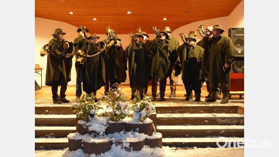 Die Jagdahornbläsergruppe Weiden-Neustadt überzeugte die Besucher. Bild: hme