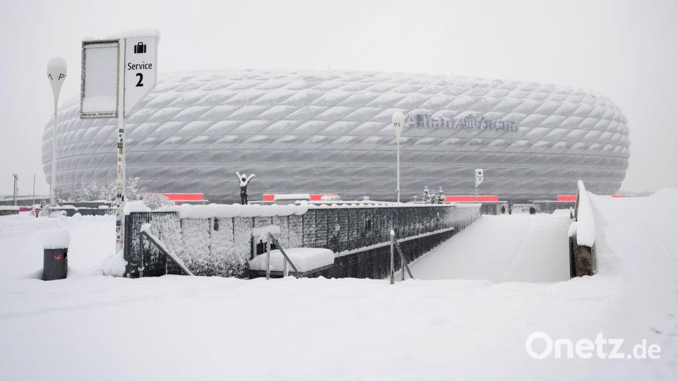 Das Spiel zwischen dem FC Bayern München und dem 1. FC Union Berlin wurde aufgrund der Wetterlage abgesagt. Bild: Sven Hoppe/dpa