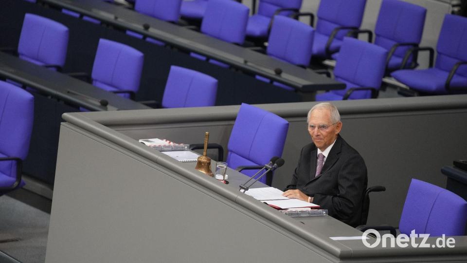 Der damalige Bundestagspräsident Wolfgang Schäuble (CDU) spricht am 26.10.2021 bei der konstituierenden Sitzung des neuen Bundestags. Bild: Kay Nietfeld/dpa