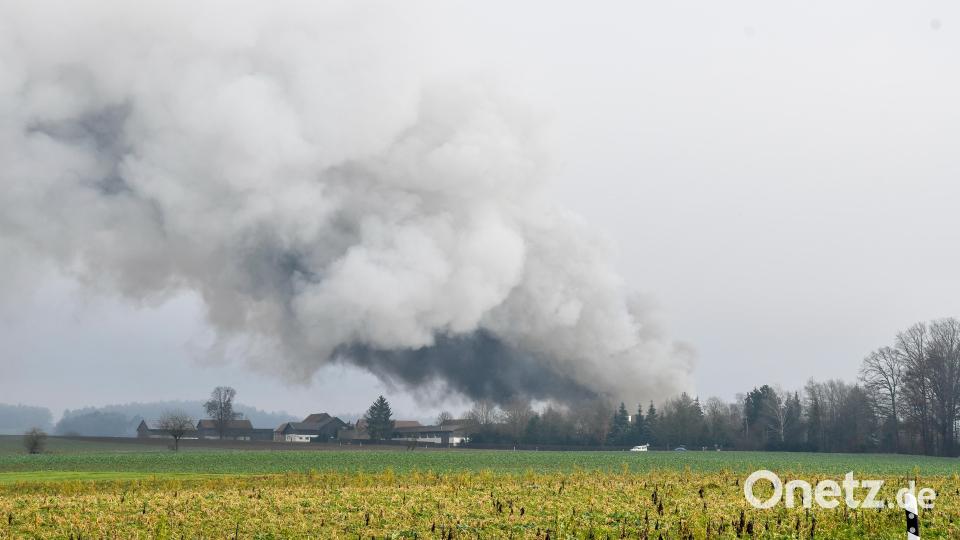 Beim Großbrand eines Schweinestalls in Hiltersdorf dürften sehr viele Schweine ums Leben gekommen sein, da die Tiere zunächst im Gebäude blieben. Bild: Petra Hartl