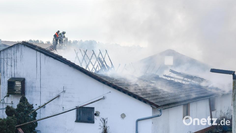 Beim Großbrand eines Schweinestalls in Hiltersdorf dürften sehr viele Schweine ums Leben gekommen sein, da die Tiere zunächst im Gebäude blieben. Bild: Petra Hartl