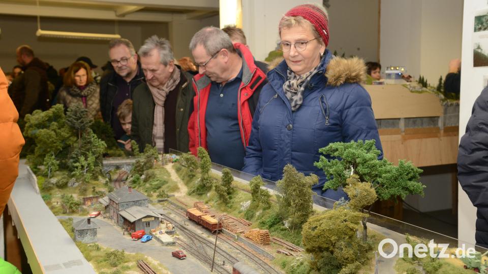 Die Besucher waren vom detailgenauen Nachbau der Strecke Vohenstrauß-Burkhardsrieth begeistert. Bild: bey