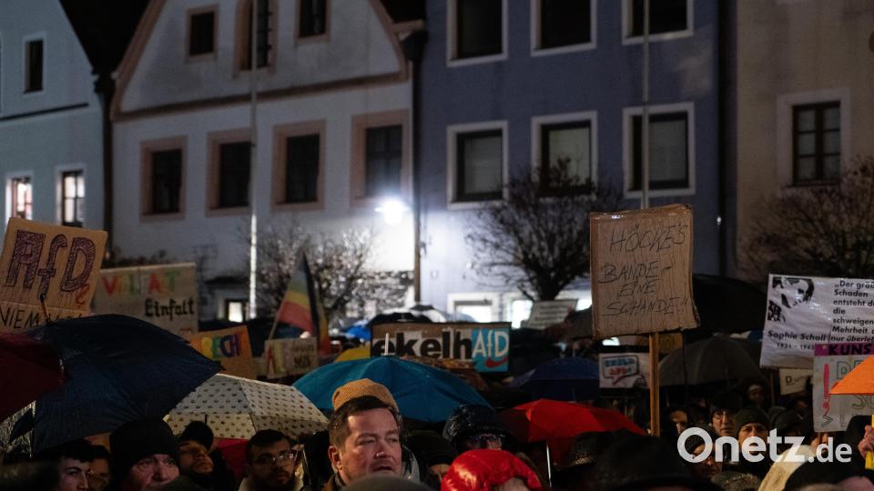 Bei der Demo gegen Rechts haben sich tausende Menschen zu einem Protestmarsch durch Weiden versammelt. Bild: knz