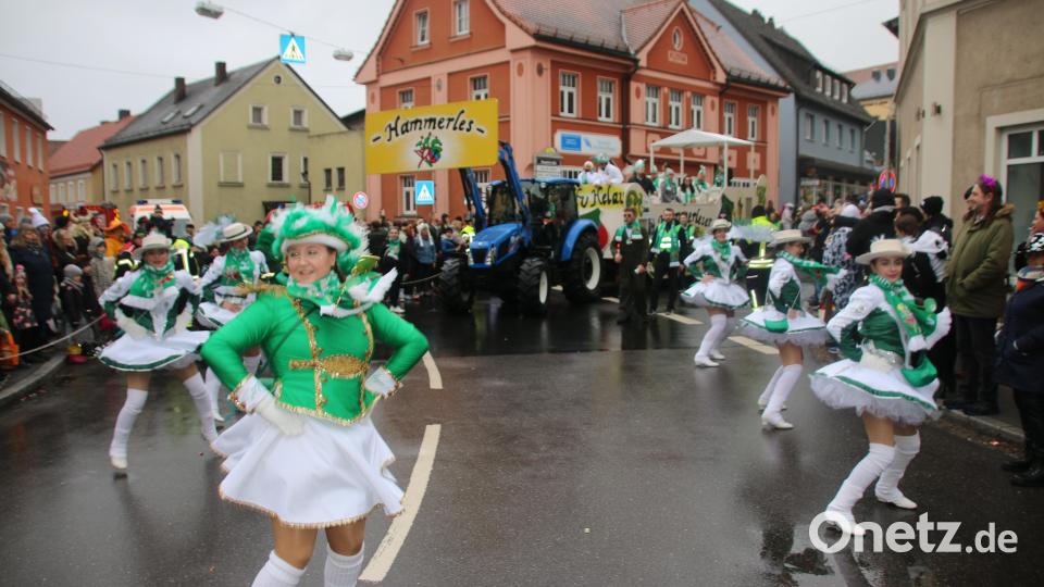 Die Garde aus Hammerles fühlte sich auch im Pressather Regen wohl. Bild: sne
