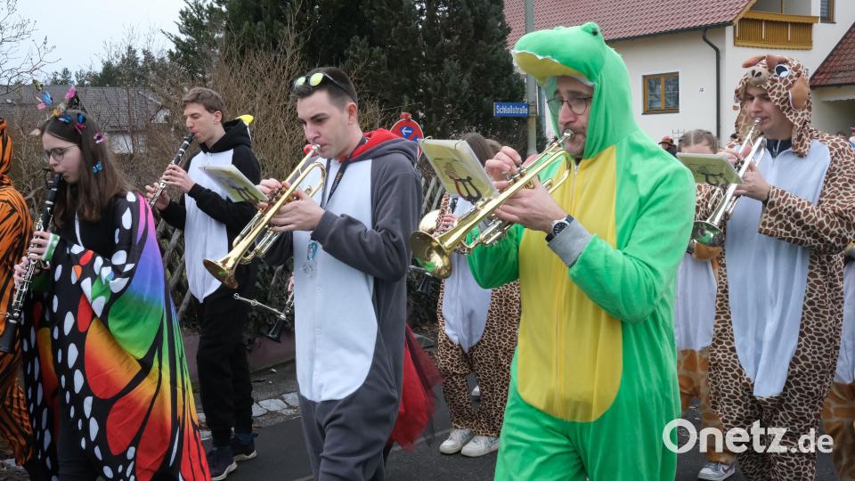 Maskiert haben sich auch die Mitglieder des Musikvereins Wackersdorf. Bild: Hirsch