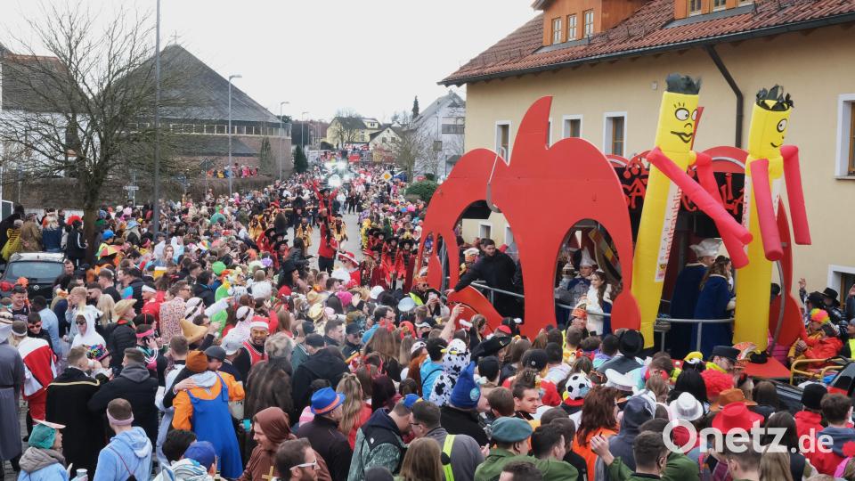 Mehrere tausend Besucher kommen am Samstag nach Steinberg am See, um den bunten Faschingszug mitzuerleben. Bild: Hirsch