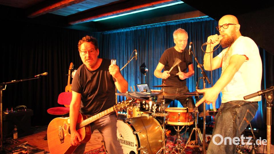 Ein mitreißendes Konzert servieren die "Bananafishbones" mit Peter Horn, Florian Sein und Sebastian Horn (von links) dem begeisterten Schafferhof-Publikum. Bild: prh