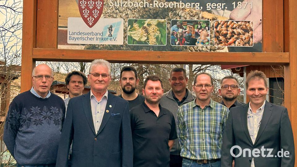 Der neue Vorstand des Bienenzuchtvereins Sulzbach-Rosenberg: Von links Alexander Hirschmann-Titz (Schriftführer), Ludwig Schneider und Helmut Heuberger (Beisitzer), Stefan Hubmann (Zweiter Schriftführer) Alexander Lotter und Klaus Maderer (Beisitzer), Matthias Hüttner (Kassier), Andreas Royer (Zweiter Vorsitzender), Matthias Bohmann (Vorsitzender). Bild: Jannik Bohmann