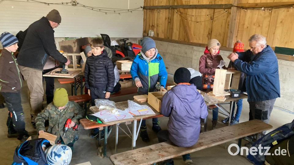 Die Kinder geben sich viel Mühe beim Bau der Insektenhotel Bild: Beate Gmeiner/exb