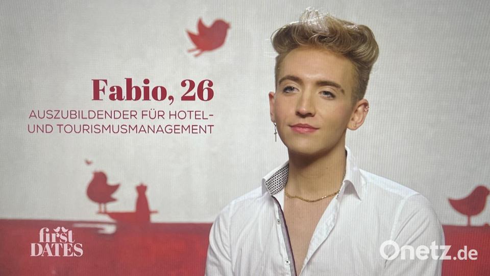 Fabio &quot;Sky&quot; Gmeiner aus Erbendorf bei der Dating-Sendung &quot;First Dates - Ein Tisch für zwei&quot;. Screenshot: RTL+