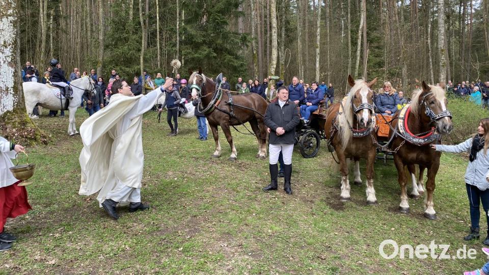 Vor dem Rückritt nach Nabburg erhalten Ross und Reiter noch ihren Segen. Bild: aub