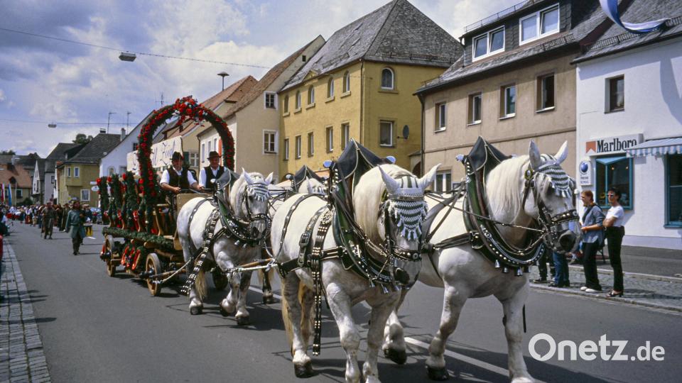 Ein bunter Festzug bewegte sich im Jahr 2000 zum Heimatfest durch die Waldershofer Straßen. Archivbild: Wolfgang Erhart/exb