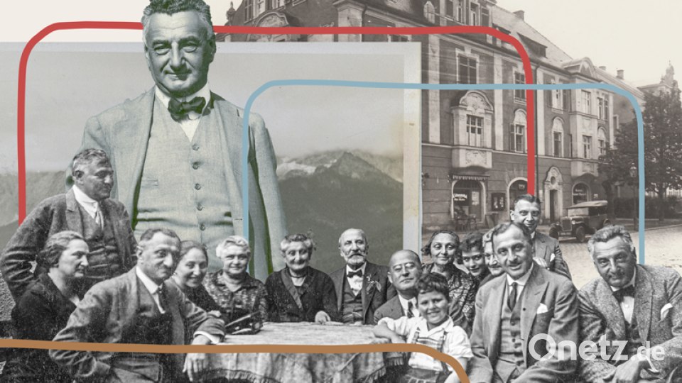 Die Kupfers bewohnten bis Ende der 1930er Jahre eine prächtige Villa in der Bahnhofstraße. Bildmontage: Gold/Familienarchiv Kupfer/Stadtarchiv Weiden