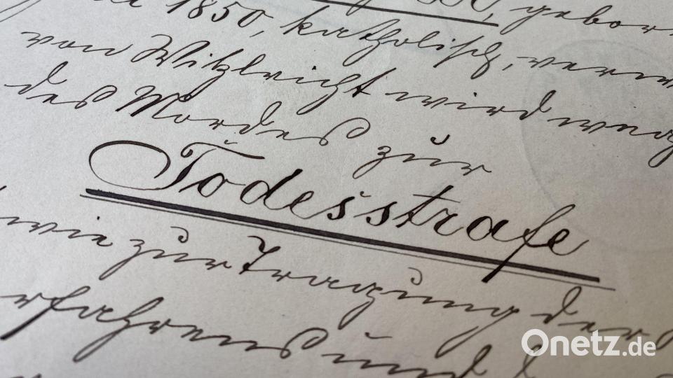 Aus den Original-Prozess-Unterlagen: Das Todesurteil von 1895. Bild: Uli Piehler