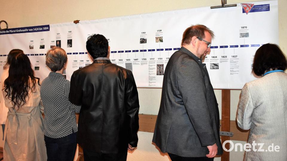 Im Jugendheim konnte die 600 Jahre alte Glaubensgeschichte Grafenwöhrs anhand eines Zeitstrahls auf einer Länge von zwei Mal zwei Meter entdeckt werden. Bild: rgr