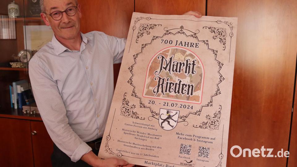 Die Vorfreude auf das Festwochenende im Juli zu 700 Jahre Markt Rieden ist bei Bürgermeister Erwin Geitner groß. Bild: mrr