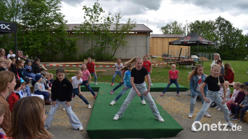 Mit Tanz und Gesang begleiten die Kinder des Landkindergartens Trausnitz den Tag der offenen Tür. Bild: bnr