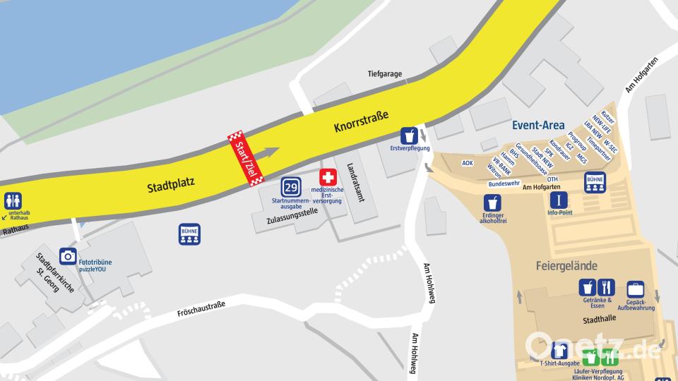 Auf dem Gelände an der Stadthalle in Neustadt/WN wird im Anschluss an den Lauf gefeiert. Bild: Oberpfalz-Medien
