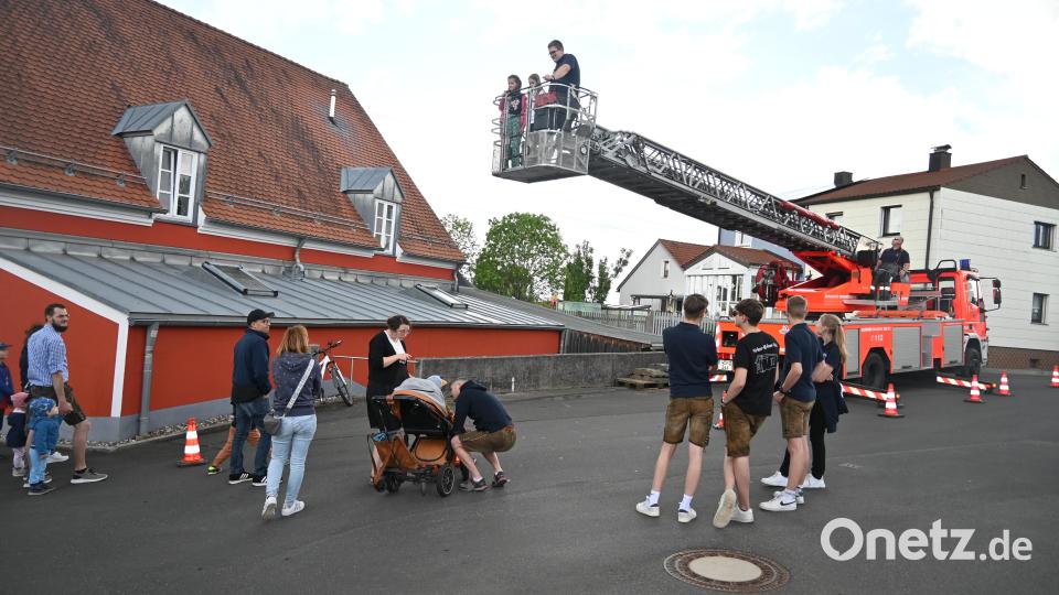 Die Attraktion des Festes für Wagemutige war auch heuer wieder die Drehleiter der Weidener Feuerwehr. Bild: kki