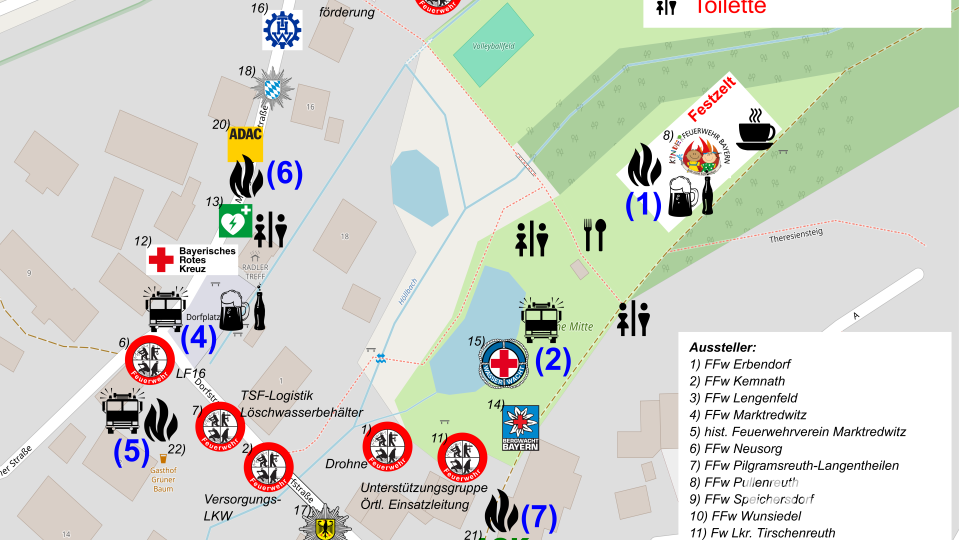 Der Lageplan zur Blaulichtmeile Pullenreuth. Grafik: Franz Rickauer/exb