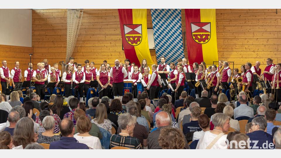 Das große Orchester des Musikvereins Freudenberg begeisterte beim Frühjahrskonzert in der Schulturnhalle das Publikum. Bild: Hermann Koch/exb
