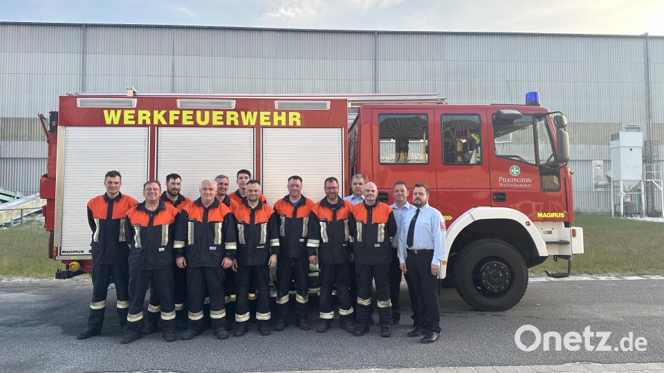 Leistungsprüfung der Werkfeuerwehr Pilkington Weiherhammer Bild: Werkfeuerwehr Pilkington/exb