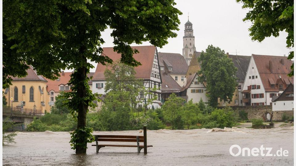 Im bayerischen Lauingen ist die Donau über die Ufer getreten. Bild: Stefan Puchner/dpa