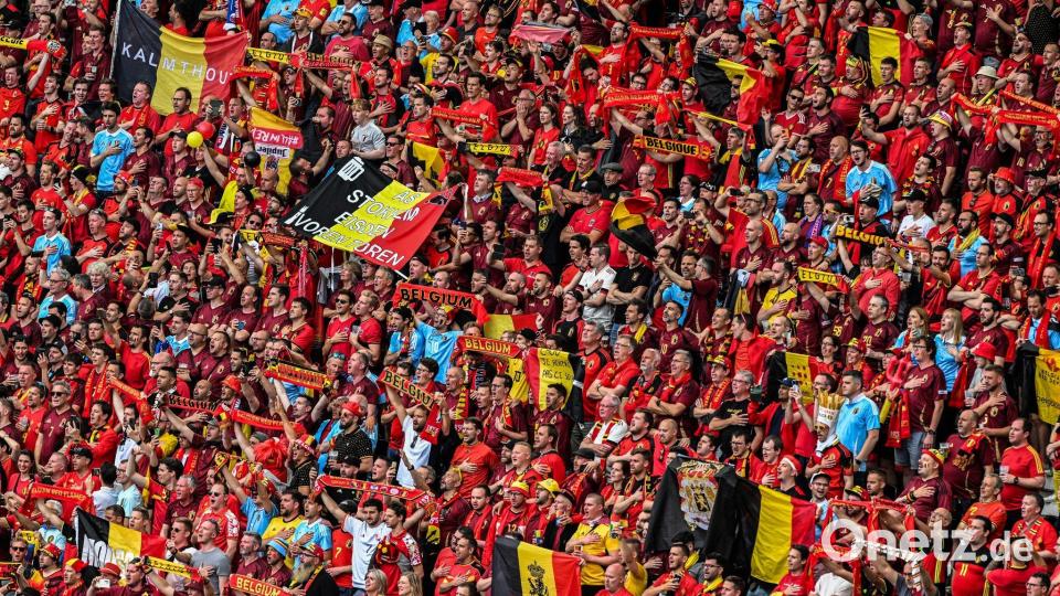 Die belgischen und die slowakischen Fans sorgten für eine gute Stimmung in Frankfurt. Bild: Swen Pförtner/dpa