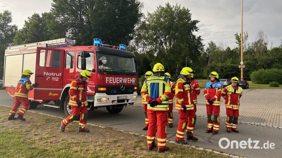 Aktive der Feuerwehr Weiherhammer bei der Leistungsprüfung. Bild: bk/exb