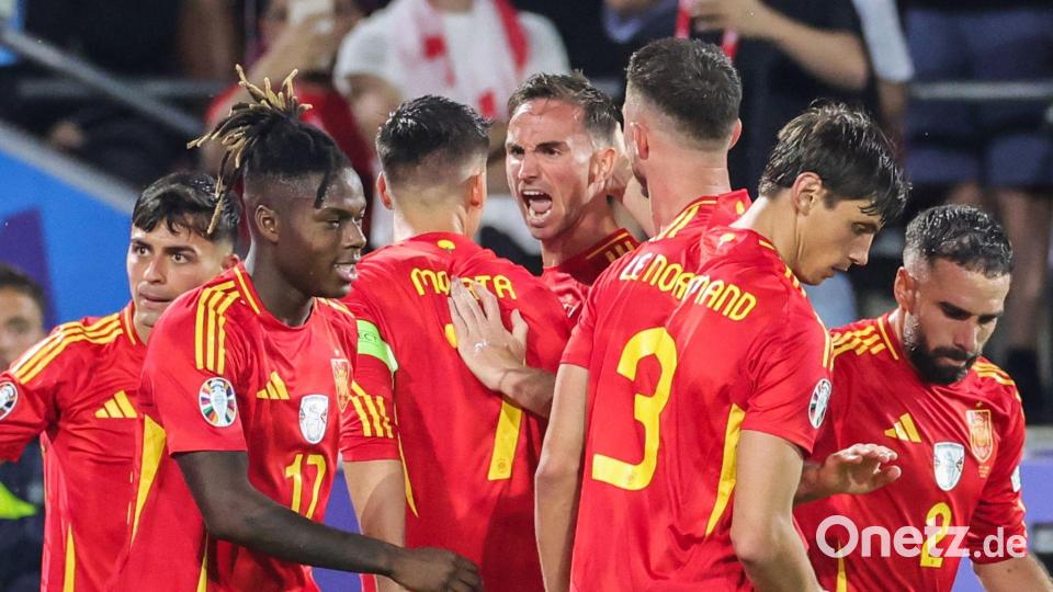 Erst nach hartem Kampf setzte sich Spanien gegen Georgien durch. Bild: Rolf Vennenbernd/dpa
