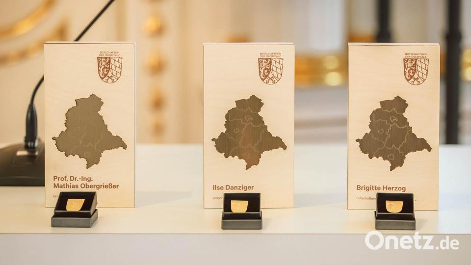 Alle Botschafterinnen und Botschafter der Oberpfalz erhielten als Anerkennung eine Trophäe und einen Ansteckpin. Bild: Uwe Moosburger
