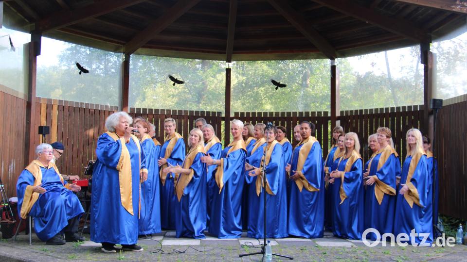 Der Gospelchor "Hope and Joy" unter Leitung von Remona Fink (stehend, links) gastiert zum ersten Mal bei der Sommerserenade in Neustadt. Bild: prh
