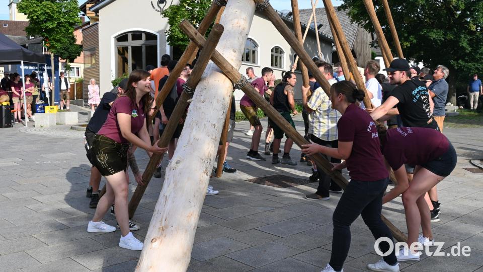 Da mussten heuer wohl ein paar &quot;Kirwamoidln&quot; mit an die Schwalben greifen, die Power der Burschen reichte scheinbar nicht aus. Bild: kki