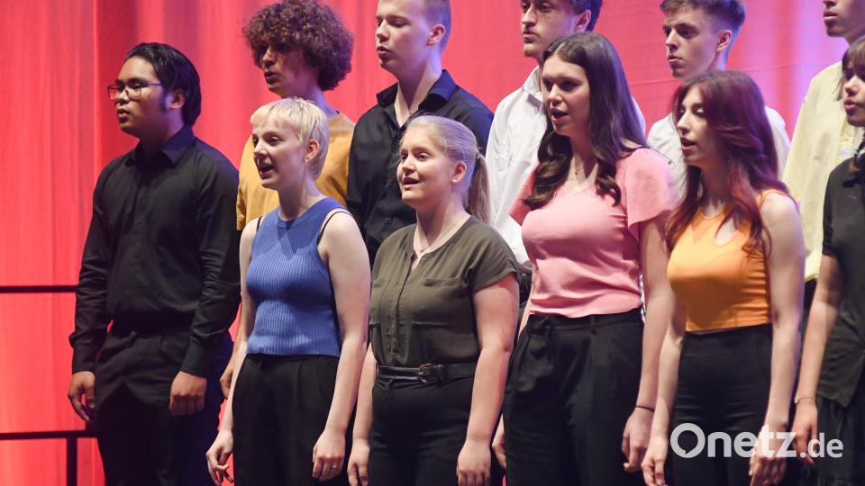 Das Vokalensemble singt die Songs &quot;Schrei nach Liebe&quot; und &quot;And So It Goes&quot;. Bild: Gabi Schönberger