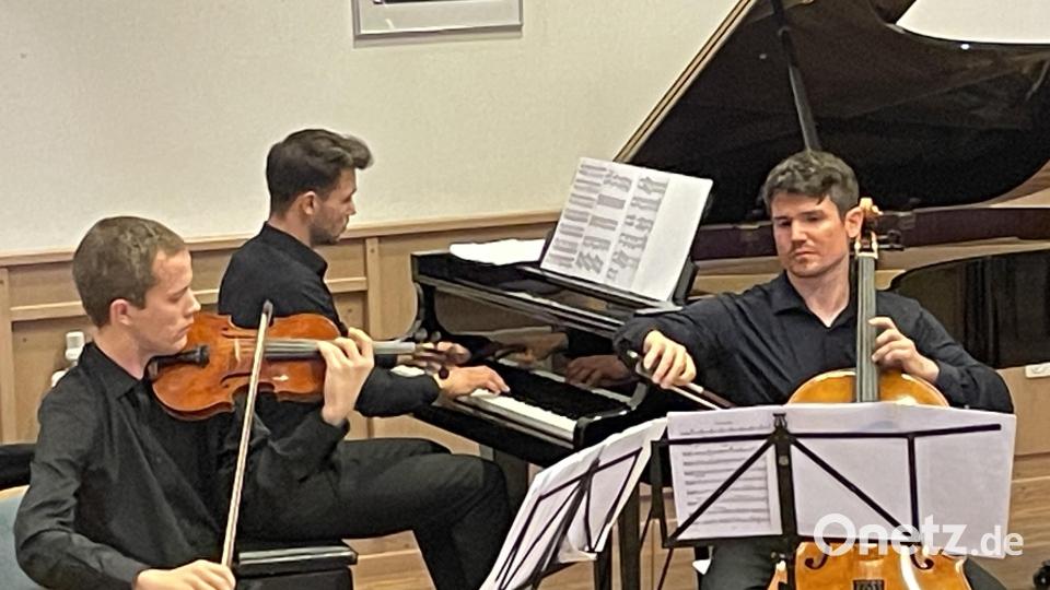 Das ARTrio aus Graz (von links) mit dem Geiger Nitai Music, dem Pianisten Markus Koropp und dem Cellisten Felix Obendorf beim Klaviertrio-Konzert im Pressather Pfarrsaal. Bild: bod