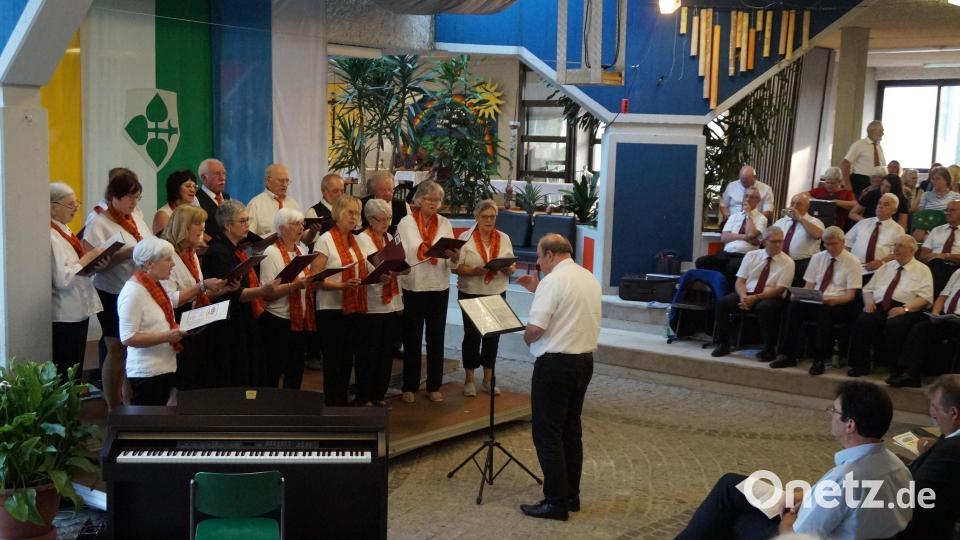 Der Gesang- und Musikverein Schwarzenfeld singt unter anderem "Griechischer Wein" von Udo Jürgens Bild: wel