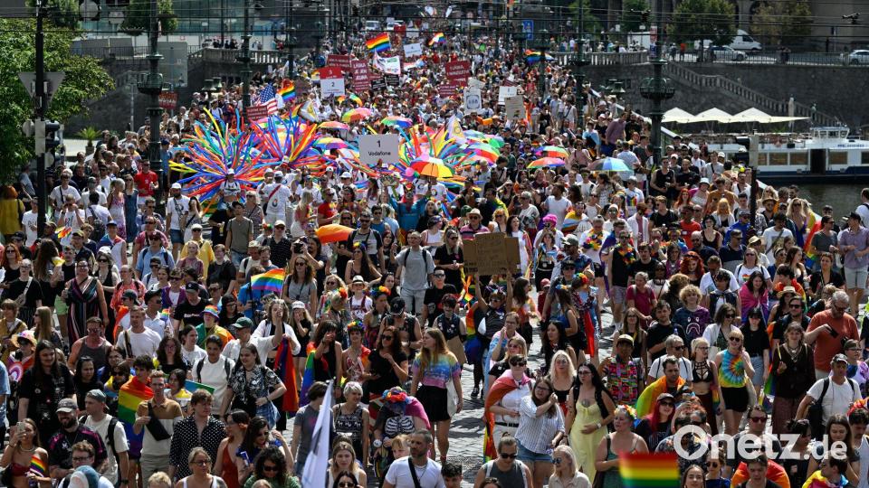 Die Regenbogenparade war Höhepunkt des Festivals. Bild: Krumphanzl Michal/CTK/dpa